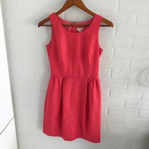 J. Crew Mini dress Preppy Coral Pink/red Fit & Flare Cotton Minimalist Sz 00 - Picture 2 of 11